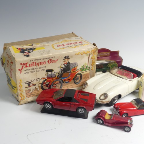 292 - A 1960's Japanese Tomiyama tin plate model of Jaguar E type, lacking box, together with a tinplate b... 