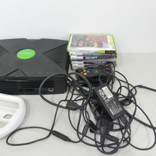 239 - An original Xbox games Console and Controller, together with; an original Xbox 'crystal' Console, a ... 