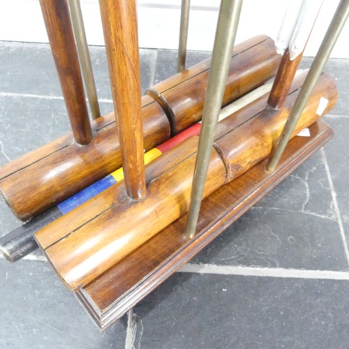 517 - An early 20th century Jaques of London Croquet Set retailed by Harrods, with fitted mahogany stand, ... 