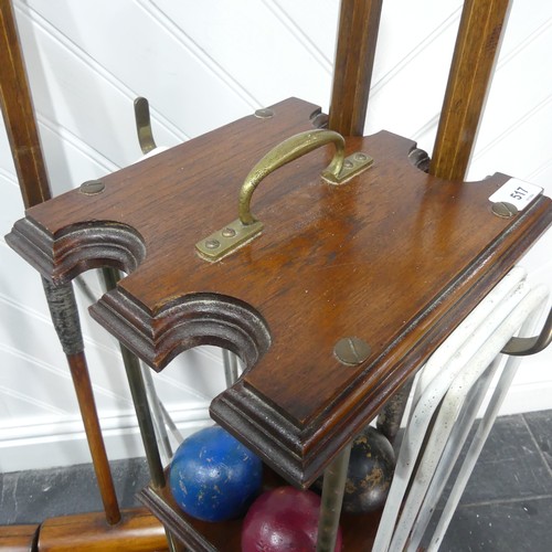 517 - An early 20th century Jaques of London Croquet Set retailed by Harrods, with fitted mahogany stand, ... 