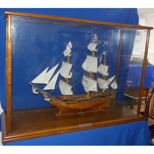 555 - HMS Unicorn: a very large contemporary scale model of a British three masted Man O'War, in large fit... 