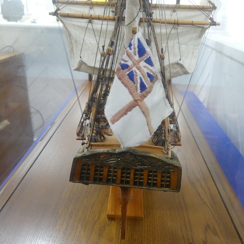 555 - HMS Unicorn: a very large contemporary scale model of a British three masted Man O'War, in large fit... 