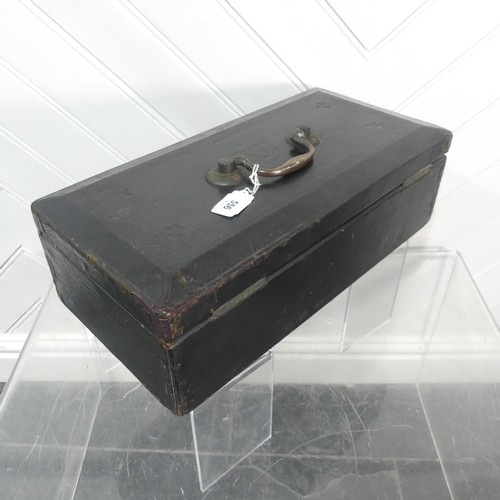 556 - A William IV leather 'Treasury Board' Dispatch Box, the chamfered top with central swing handle, Wil... 