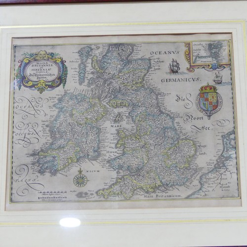 82 - A collection of framed and glazed Antique Maps, including Merian (Matthaus), Magnae Britanniae et Hi... 