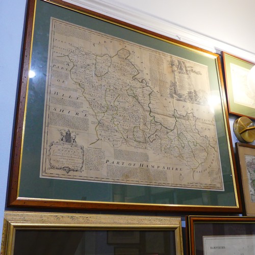 82 - A collection of framed and glazed Antique Maps, including Merian (Matthaus), Magnae Britanniae et Hi... 