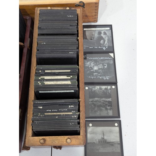 222 - A collection of early 20th century Magic Lantern Slides, subjects include views of Pompeii, Egypt, G... 