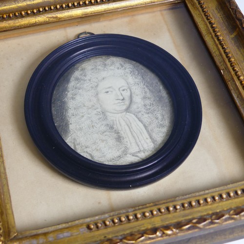 386 - David Paton (Scottish, active 1660-1695), Sir William Scott (c.1670-1725), plumbago oval miniature p... 