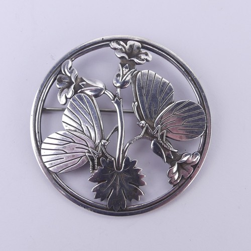 Georg Jensen; A 'Moonlight Blossom' silver Brooch, designed by Arno Malinowski, no. 283, with London import marks for 1981, 5.4cm diameter.