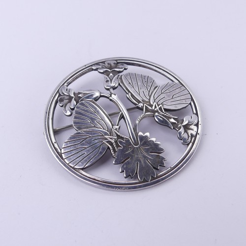  Georg Jensen; A 'Moonlight Blossom' silver Brooch, designed by Arno Malinowski, no. 283, with London... 