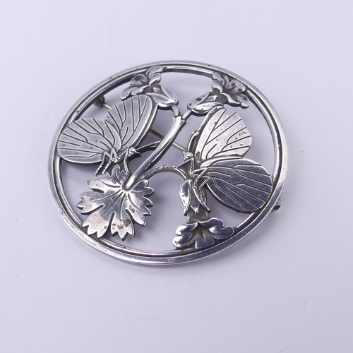  Georg Jensen; A 'Moonlight Blossom' silver Brooch, designed by Arno Malinowski, no. 283, with London... 