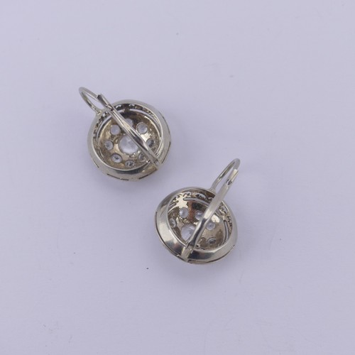 225 - A pair of rock crystal cluster Earrings, mounted in 18ct white gold, unmarked but tested, 15.5mm dia... 