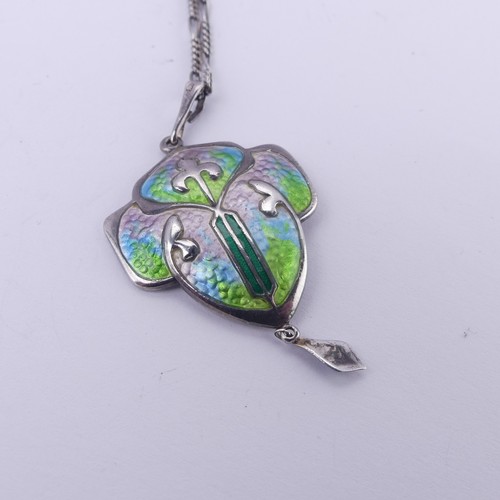 181 - An Arts and Crafts silver and enamel Pendant, by Smith & Ewen, hallmarked Birmingham, 1909, 5cm ... 