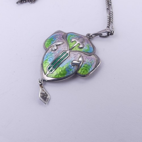 181 - An Arts and Crafts silver and enamel Pendant, by Smith & Ewen, hallmarked Birmingham, 1909, 5cm ... 