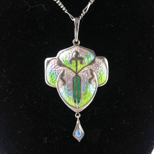 181 - An Arts and Crafts silver and enamel Pendant, by Smith & Ewen, hallmarked Birmingham, 1909, 5cm ... 