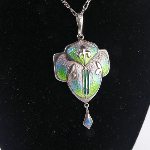 181 - An Arts and Crafts silver and enamel Pendant, by Smith & Ewen, hallmarked Birmingham, 1909, 5cm ... 