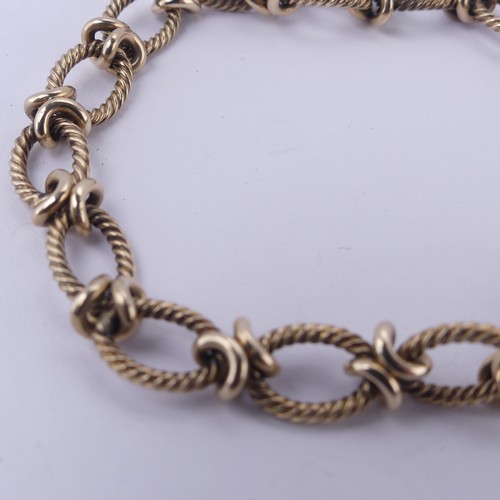 211 - A 9ct yellow gold Bracelet, formed of fourteen ropetwist links, with bolt ring clasp and safety chai... 