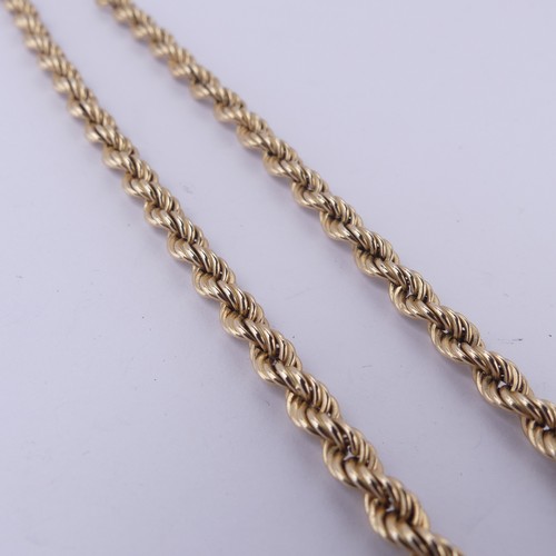 184 - A 9ct yellow gold ropetwist Necklace, with bolt ring clasp, 46cm long, 8.4g.