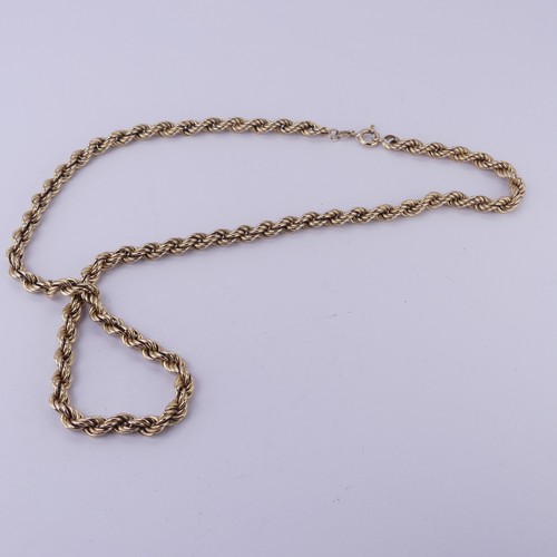 184 - A 9ct yellow gold ropetwist Necklace, with bolt ring clasp, 46cm long, 8.4g.