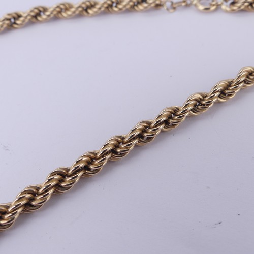 184 - A 9ct yellow gold ropetwist Necklace, with bolt ring clasp, 46cm long, 8.4g.