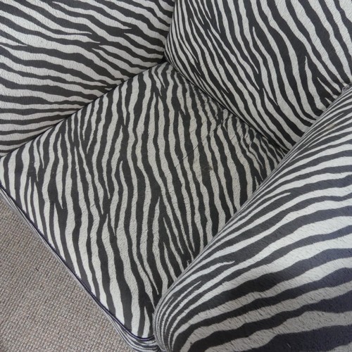 551 - A pair of Art Deco style upholstered Armchairs, with zebra pattern faux fur upholstery, W 98 cm x H ... 