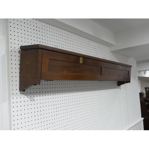 556 - A 19th century mahogany wall-mounted map Holder, with brass inset handles, W 150.5 cm x H 27.5 cm x ... 