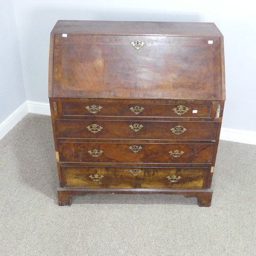 571 - A Georgian mahogany Bureau, with sloped fall front and fitted interior, raised on bracket feet, W 94... 