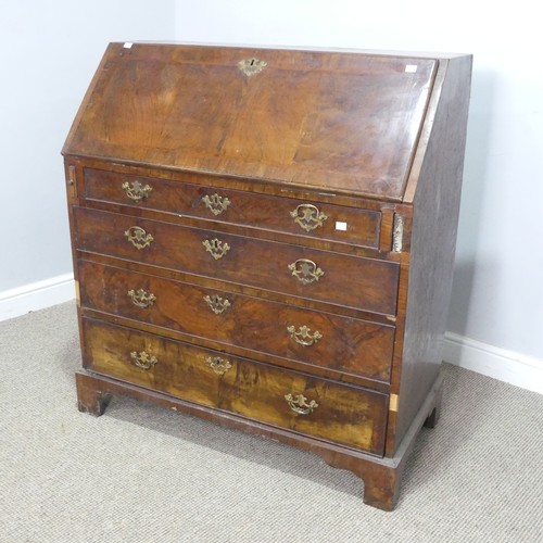 571 - A Georgian mahogany Bureau, with sloped fall front and fitted interior, raised on bracket feet, W 94... 