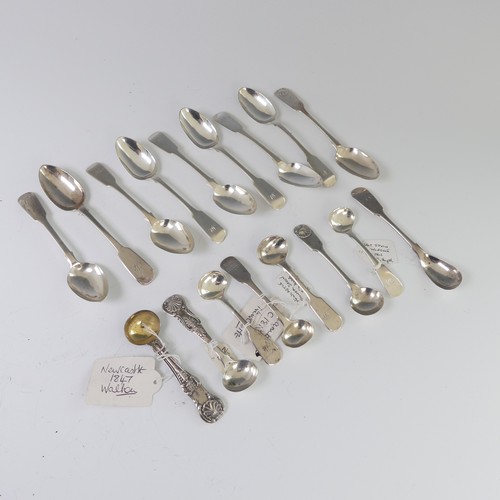 7 - A set of six William IV silver Teaspoons, by Reid & Son, hallmarked Newcastle 1831, fiddle patte... 