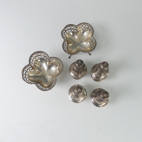 20 - A set of four George V silver Pepperettes, by William Aitken, hallmarked Birmingham 1916, of baluste... 