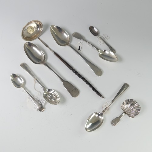 12 - A quantity of Newcastle silver Flatware, including two table spoons by John Walton, one Old English ... 