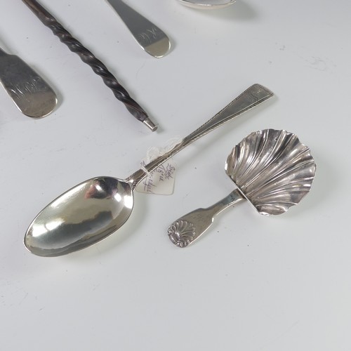 12 - A quantity of Newcastle silver Flatware, including two table spoons by John Walton, one Old English ... 