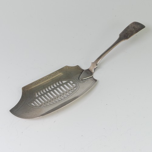 3 - A George III silver Fish Slice, by David Darling & James Bell, hallmarked Newcastle 1819, fiddle... 