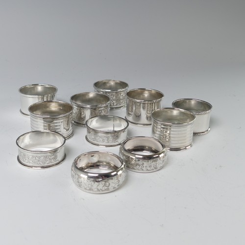 24 - A pair of George V silver Napkin Rings, by William Aitken, hallmarked Birmingham 1916, with foliate ... 