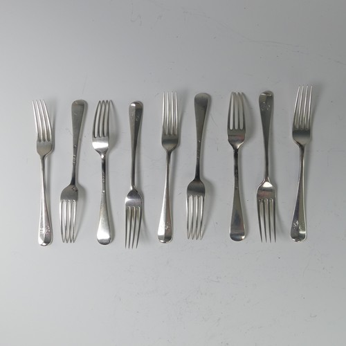 29 - A set of nine Victorian silver Dessert Forks, by Francis Higgins II, hallmarked London 1895, Ha... 