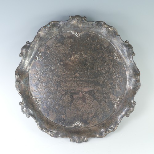 33 - A Victorian silver Salver, by Edward & John Barnard, hallmarked London 1852, of shaped circular ... 