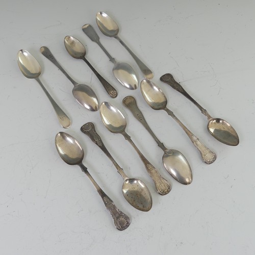 38 - A set of six Victorian Scottish silver Teaspoons, Kings pattern, initialled, 14.5cm long, together w... 