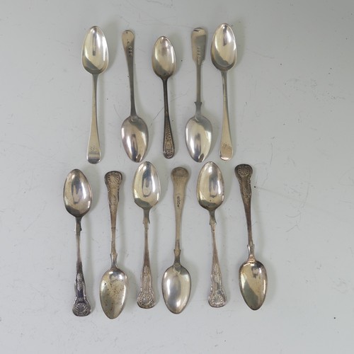 38 - A set of six Victorian Scottish silver Teaspoons, Kings pattern, initialled, 14.5cm long, together w... 