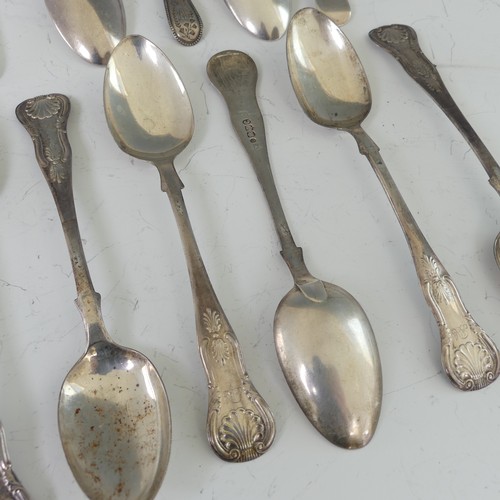 38 - A set of six Victorian Scottish silver Teaspoons, Kings pattern, initialled, 14.5cm long, together w... 