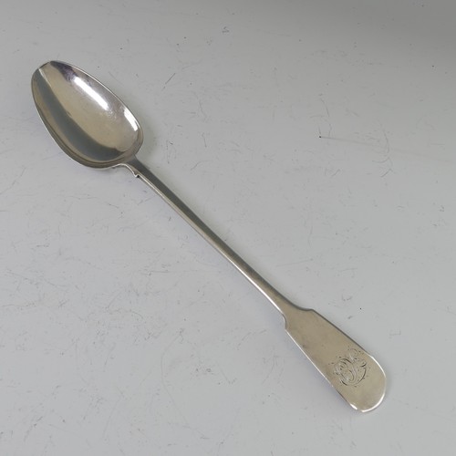 41 - A Victorian silver Basting Spoon, by John Stone, hallmarked Exeter 1858, fiddle pattern, initialled,... 