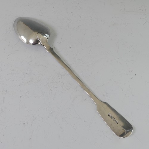 41 - A Victorian silver Basting Spoon, by John Stone, hallmarked Exeter 1858, fiddle pattern, initialled,... 