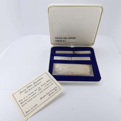 54 - An 'Assay Office Specimens' cased silver ingot set, issued by Mayfair Coin Company, hallmarked 1969/... 