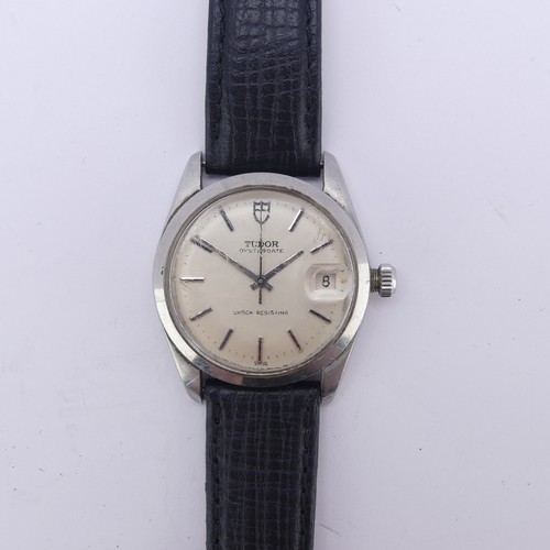 69 - A vintage Tudor Oysterdate stainless steel Wristwatch, the signed dial with baton markers and date a... 