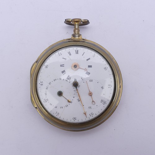 70 - A George III pair cased Calendar Pocket Watch, the white enamel dial with Arabic numerals and three ... 