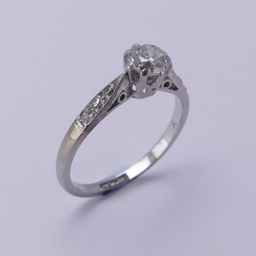 149 - A single stone diamond Ring, the circular stone approx. 0.44ct, eight claw set in 18ct white gold an... 