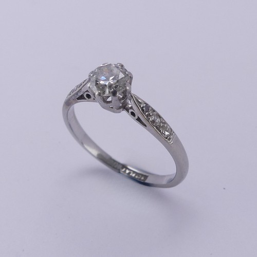 149 - A single stone diamond Ring, the circular stone approx. 0.44ct, eight claw set in 18ct white gold an... 