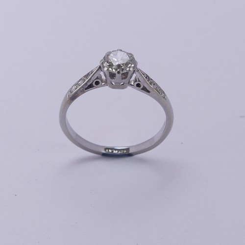 149 - A single stone diamond Ring, the circular stone approx. 0.44ct, eight claw set in 18ct white gold an... 