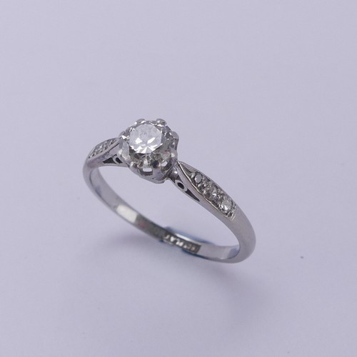 149 - A single stone diamond Ring, the circular stone approx. 0.44ct, eight claw set in 18ct white gold an... 