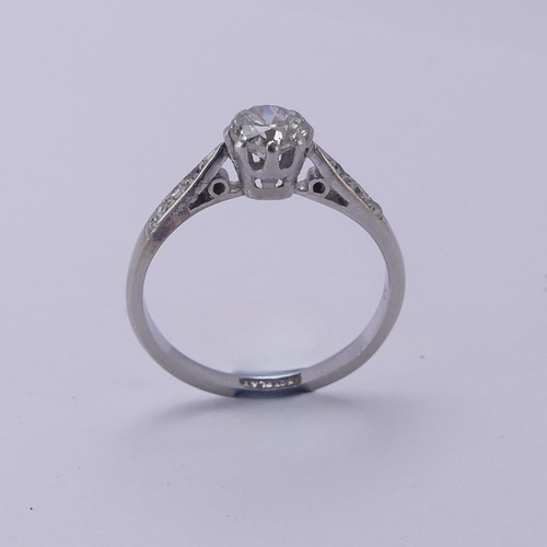 149 - A single stone diamond Ring, the circular stone approx. 0.44ct, eight claw set in 18ct white gold an... 