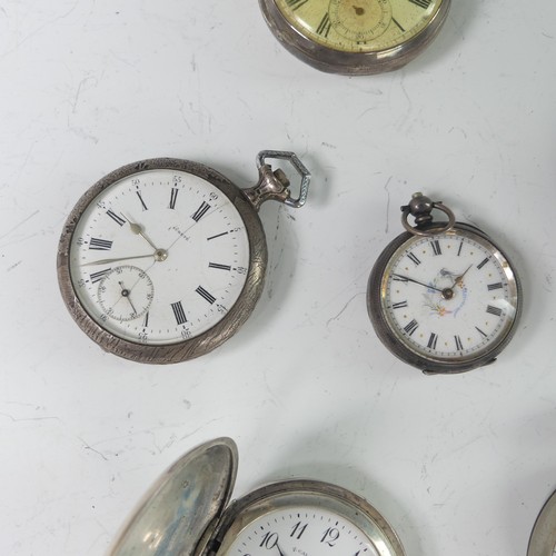 74 - A Continental silver hunter cased Pocket Watch, the white enamel dial signed 'Calame - Robert', with... 