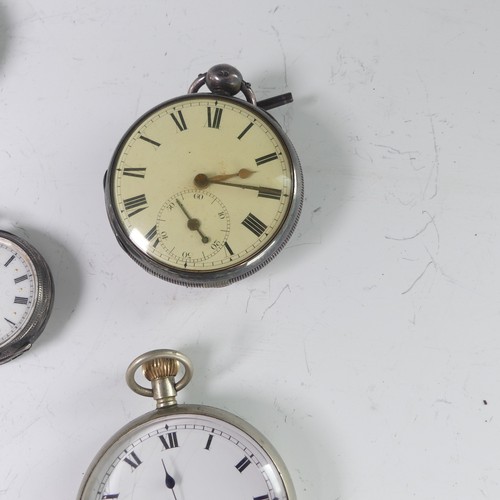 74 - A Continental silver hunter cased Pocket Watch, the white enamel dial signed 'Calame - Robert', with... 